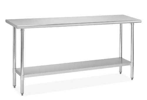 48"W X 30"D X 34"H Galvanized Steel Kitchen Utility Table with Bottom Shelf